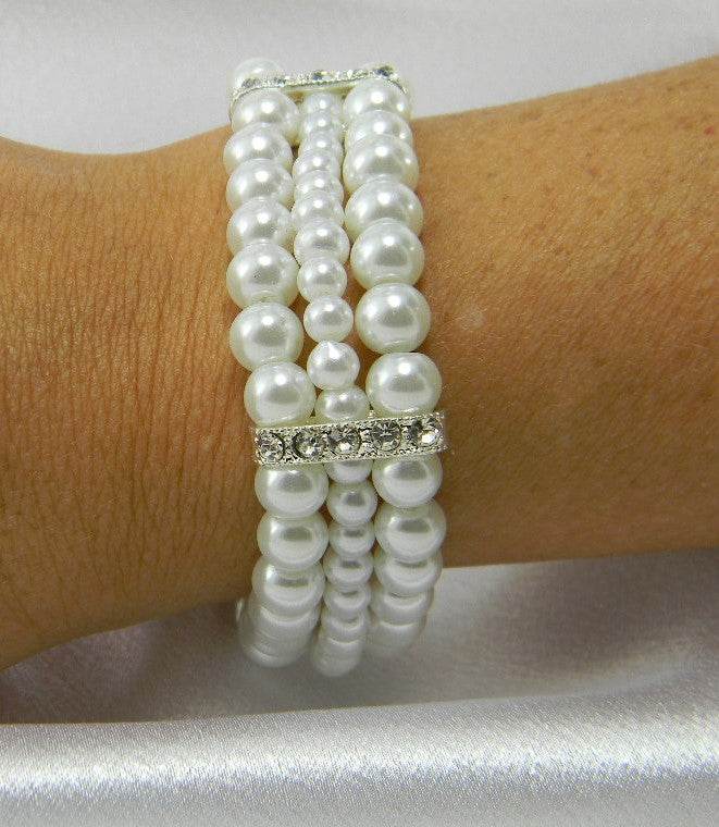 Three Strand Stretch Cuff Bracelet - Victoria's Treasure Chests