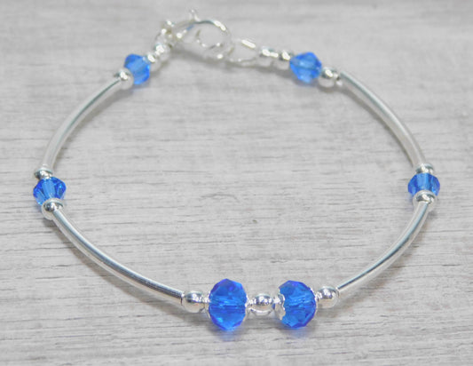 Royal Blue and Silver Plated Birthstone Bracelets - Victoria's Treasure Chests