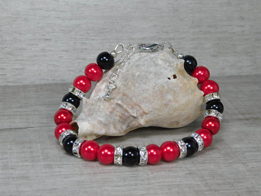 2 Color Glass Pearl & Crystal Bracelets - Victoria's Treasure Chests