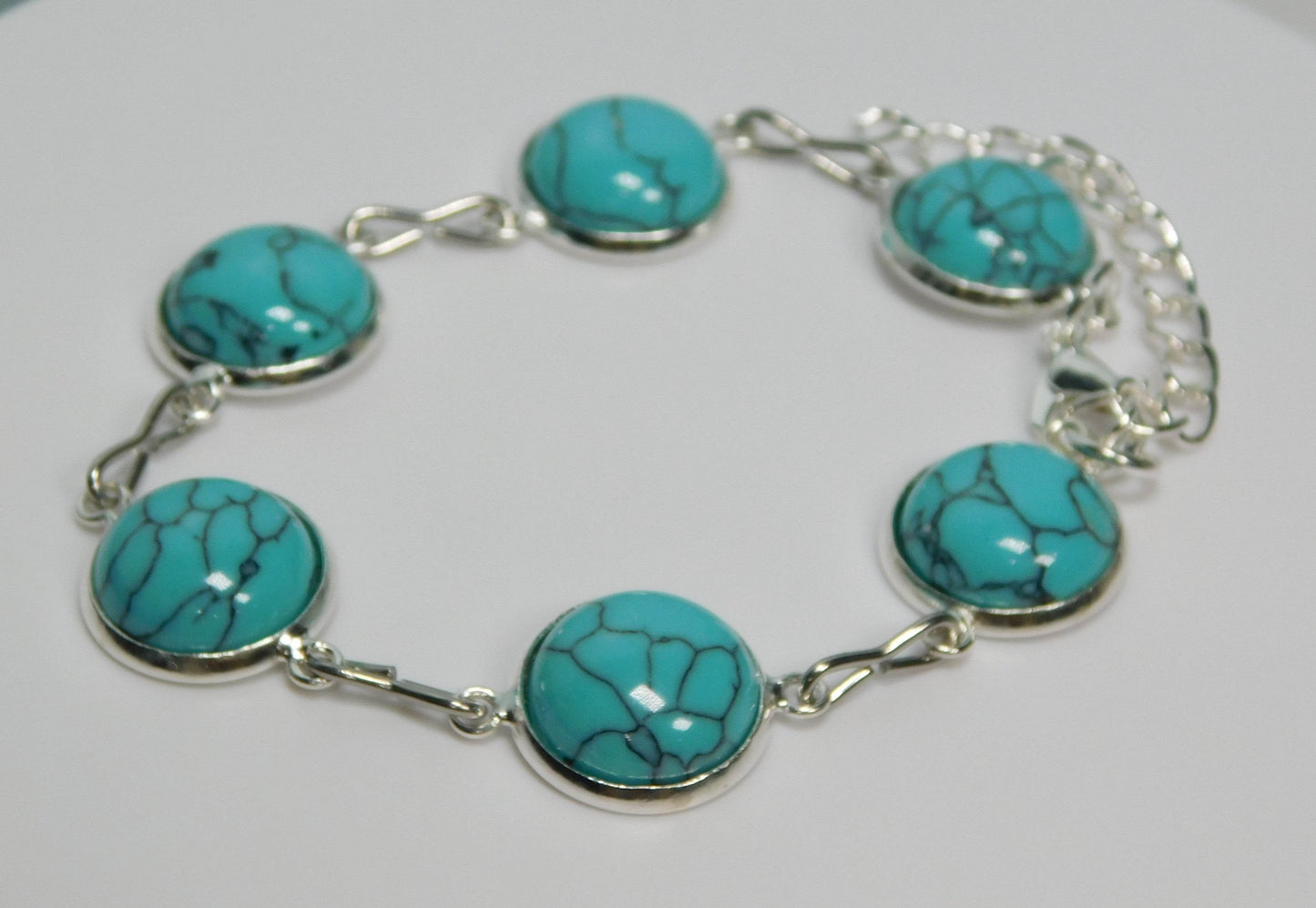 Western Inspired Silver Tone 12mm Simulated Turquoise Bracelets - Victoria's Treasure Chests