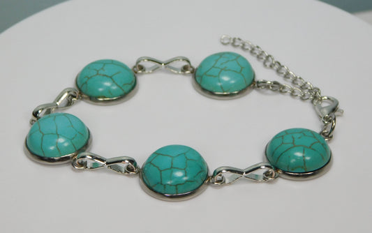 Western Inspired Stainless Steel 14mm Simulated Turquoise Bracelets - Victoria's Treasure Chests