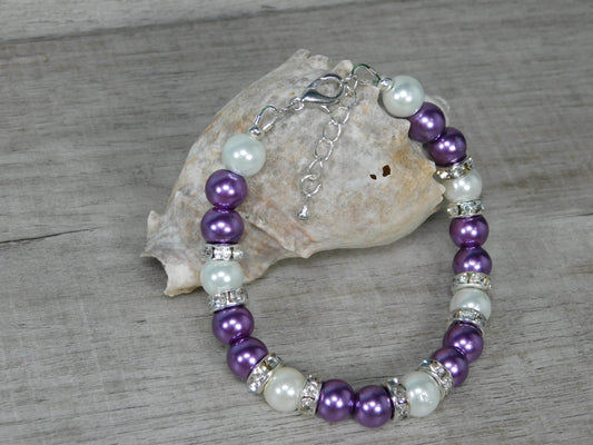 2 Color Glass Pearl & Crystal Bracelets - Victoria's Treasure Chests