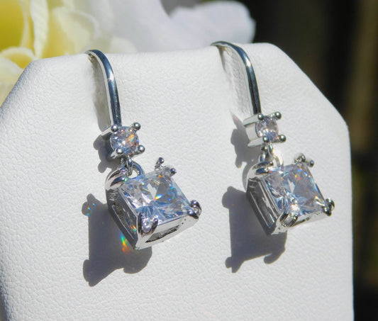 Reese Witherspoon Replica Square Cubic Zircon Dangle Earrings - Victoria's Treasure Chests