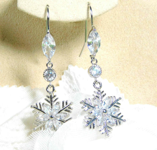 Cubic Zirconia Snowflake Earrings - Victoria's Treasure Chests