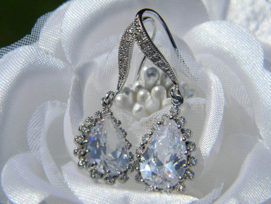 Cubic Zirconia Teardrop Earrings - Victoria's Treasure Chests