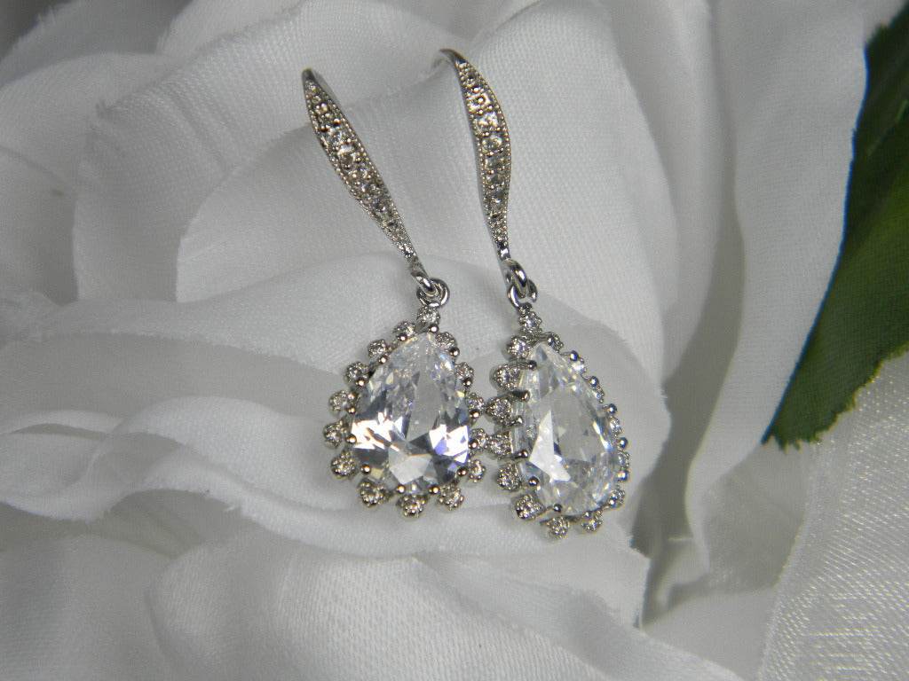 Cubic Zirconia Teardrop Earrings - Victoria's Treasure Chests