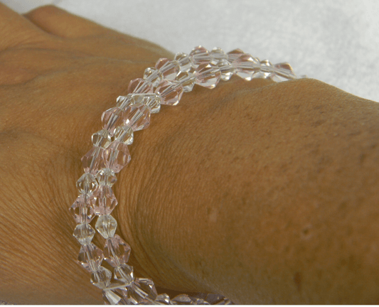 Pink/Clear Crystal Double Strand Bracelet - Victoria's Treasure Chests