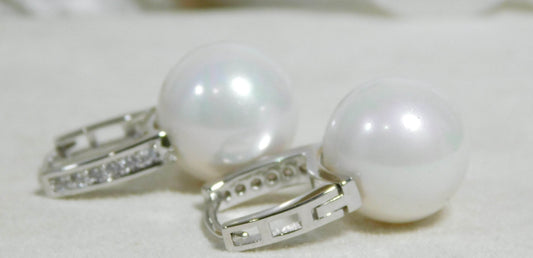 CZ White 12mm Pearl Drop Earring - Victoria's Treasure Chests
