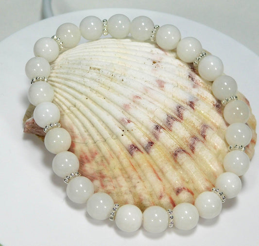 White Snow Quartz Stretch Bracelet - Victoria's Treasure Chests
