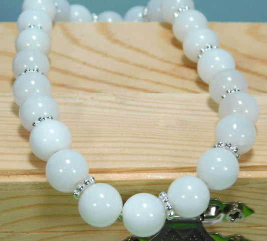 White Snow Quartz Stretch Bracelet - Victoria's Treasure Chests