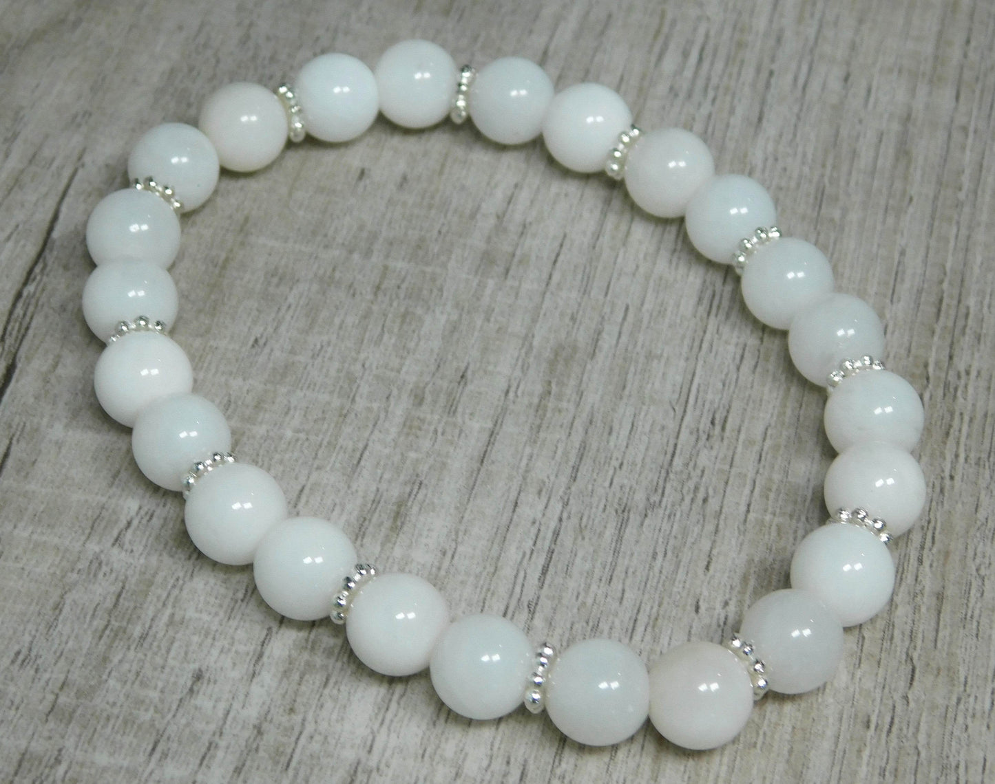 White Snow Quartz Stretch Bracelet - Victoria's Treasure Chests