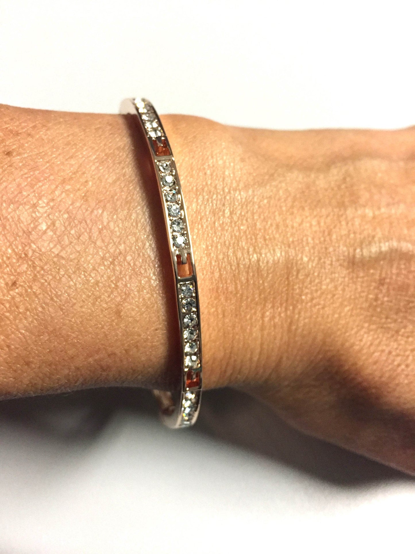 Rose Gold Bangle CZ Bracelet - Victoria's Treasure Chests