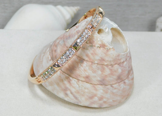 Rose Gold Cuff Double Row CZ Bracelet - Victoria's Treasure Chests