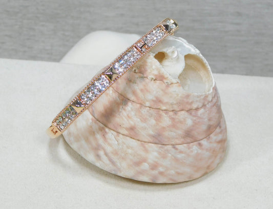 Rose Gold Cuff Double Row CZ Bracelet - Victoria's Treasure Chests