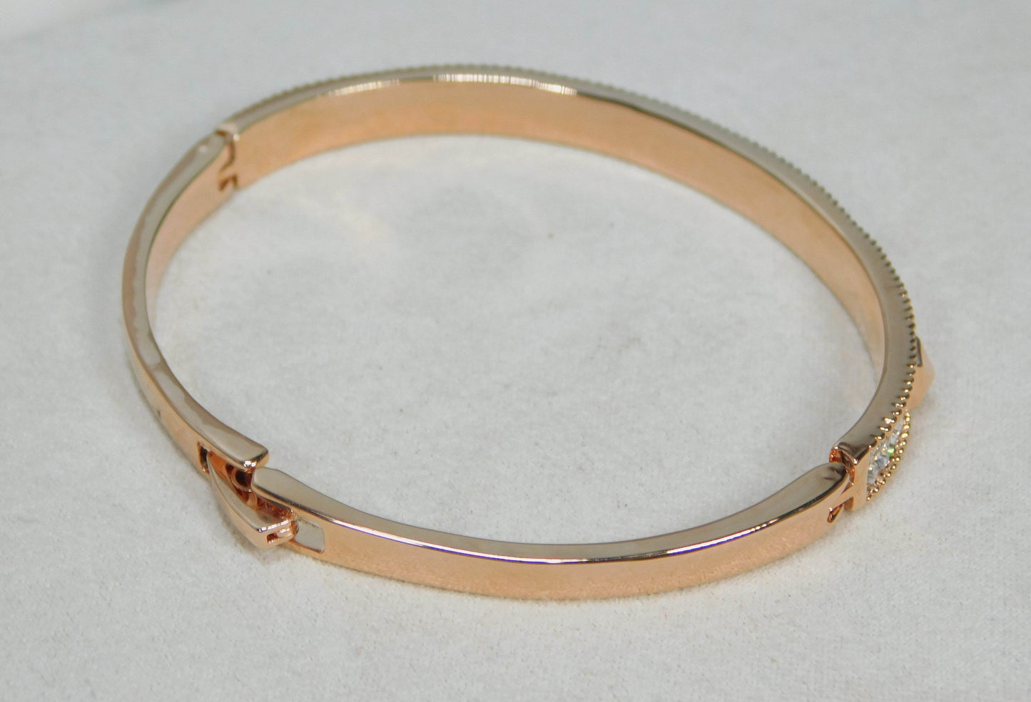 Rose Gold Cuff Double Row CZ Bracelet - Victoria's Treasure Chests