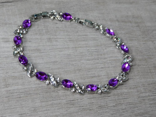 X & O Purple and Rhinestone Bracelet Gift - Victoria's Treasure Chests