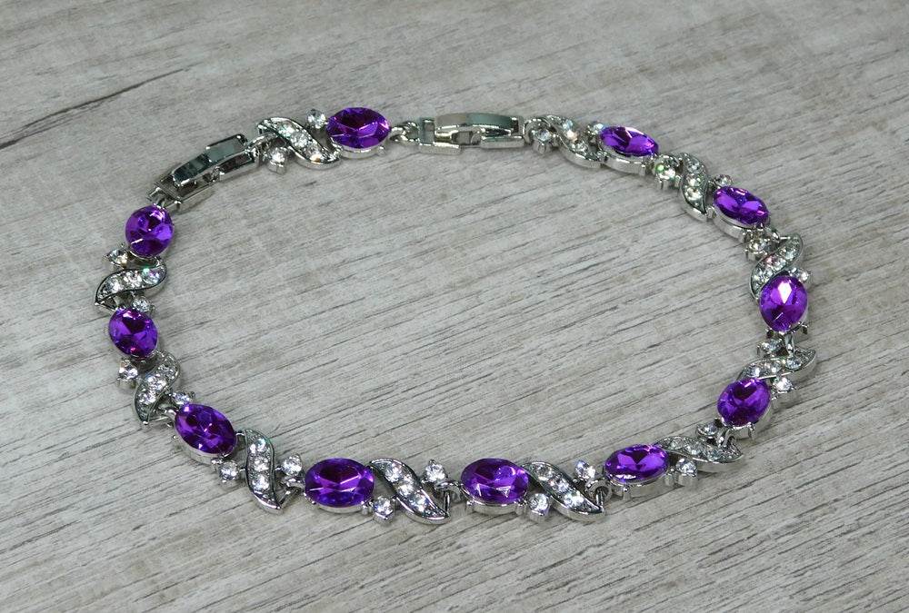 X & O Purple and Rhinestone Bracelet Gift - Victoria's Treasure Chests