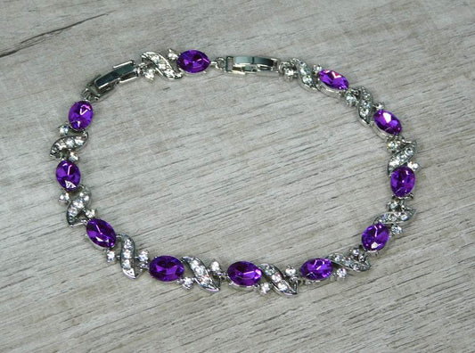X & O Purple and Rhinestone Bracelet Gift - Victoria's Treasure Chests