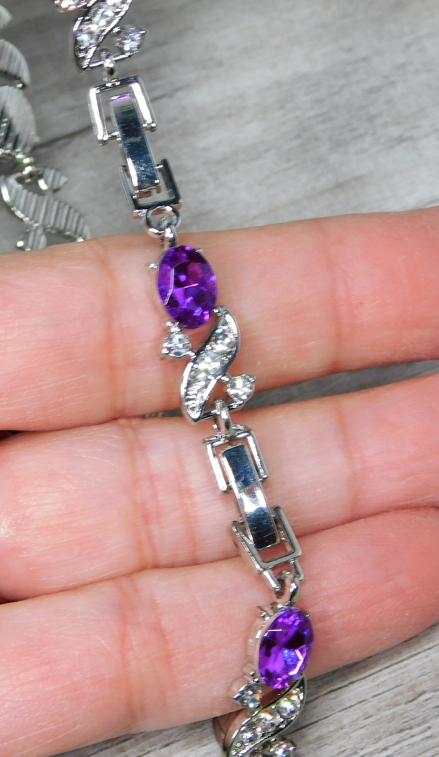 X & O Purple and Rhinestone Bracelet Gift