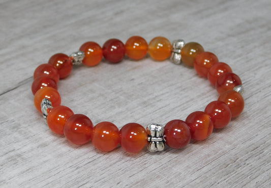 Red Carnelian Gemstone Stretch Bracelet - Victoria's Treasure Chests