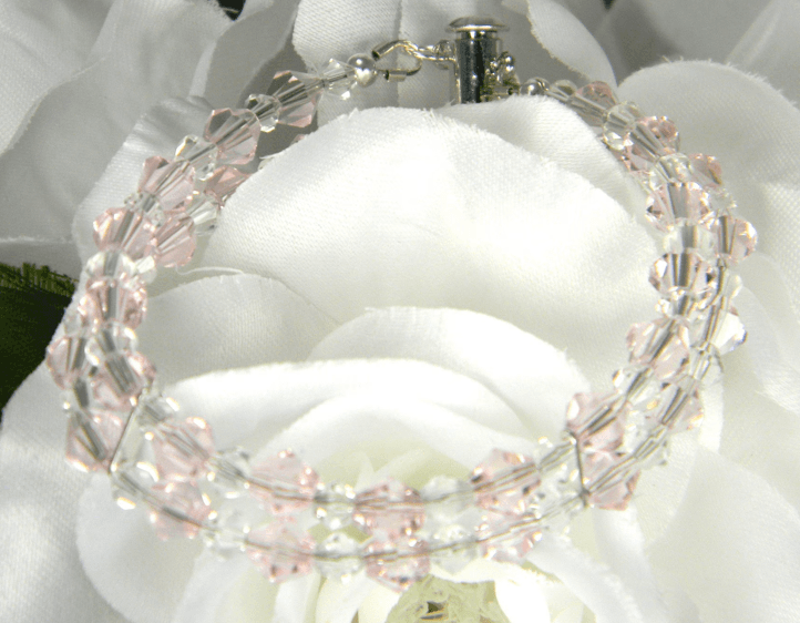 Pink and Clear Crystal Double Strand Bracelet - Victoria's Treasure Chests