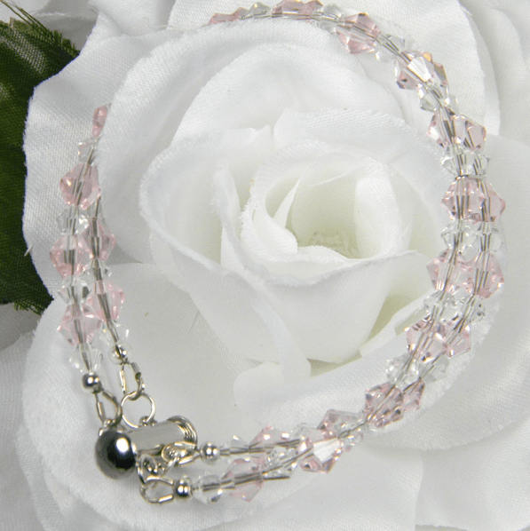 Pink and Clear Crystal Double Strand Bracelet - Victoria's Treasure Chests