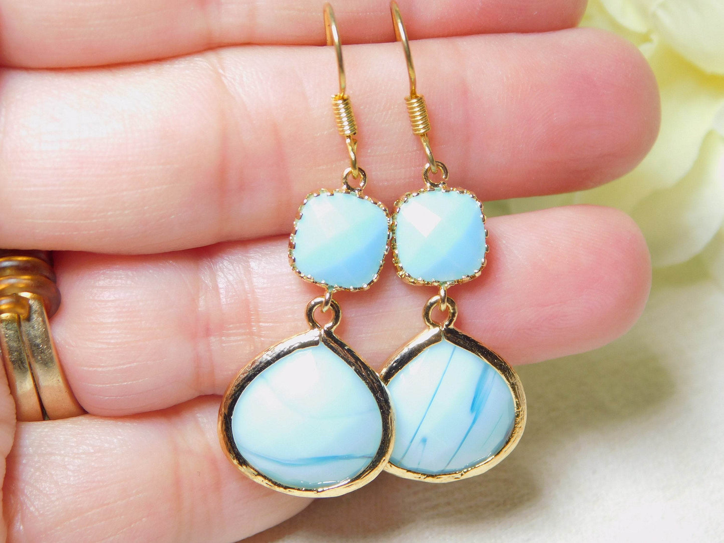 Turquoise Blue Glass Earrings - Victoria's Treasure Chests