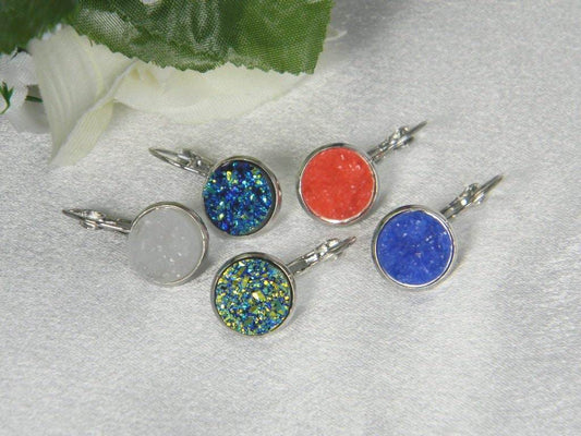 Imitation Druzy Lever Back Dangle Earrings - Victoria's Treasure Chests
