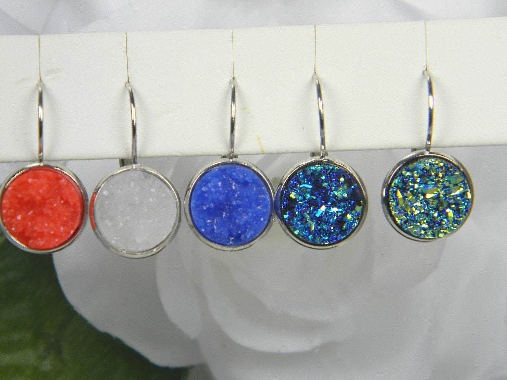 Imitation Druzy Lever Back Dangle Earrings - Victoria's Treasure Chests