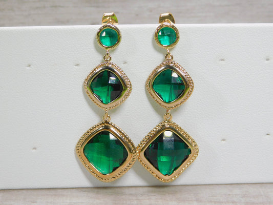 Long Emerald Green Earrings - Victoria's Treasure Chests