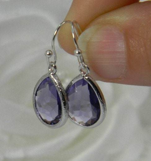 Amethyst Glass Dangle Earrings - Victoria's Treasure Chests