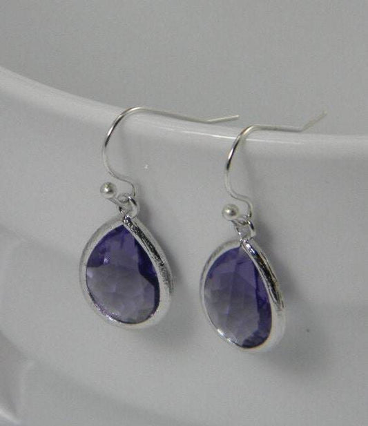 Amethyst Glass Dangle Earrings - Victoria's Treasure Chests