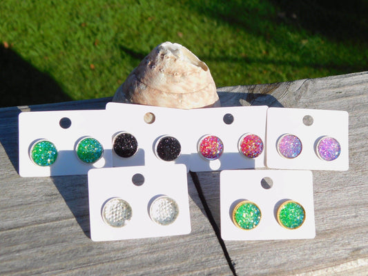 Faux Druzy Post Earrings 12mm - Victoria's Treasure Chests