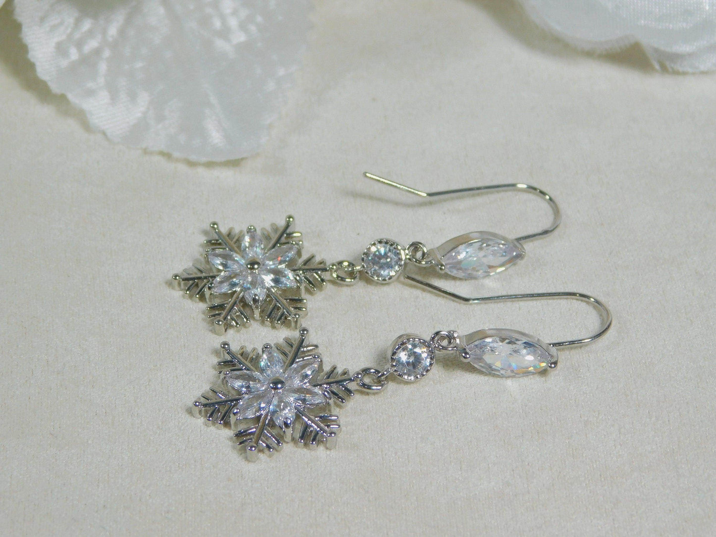 Cubic Zirconia Snowflake Earrings - Victoria's Treasure Chests