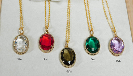 Oval Glass Pendant Necklace - Victoria's Treasure Chests