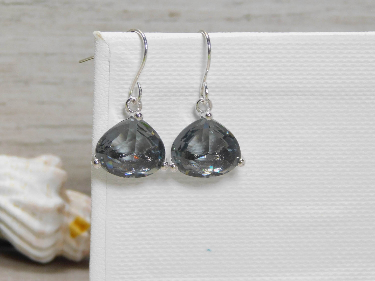 Gray Dangle Triangle Earrings - Victoria's Treasure Chests