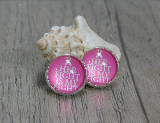 Breast Cancer Post Earrings - Victoria's Treasure Chests