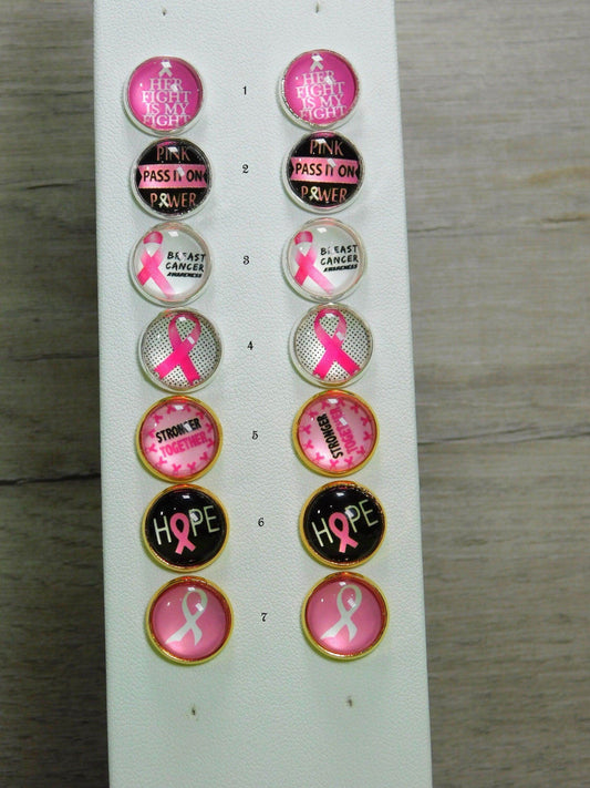 Breast Cancer Post Earrings - Victoria's Treasure Chests