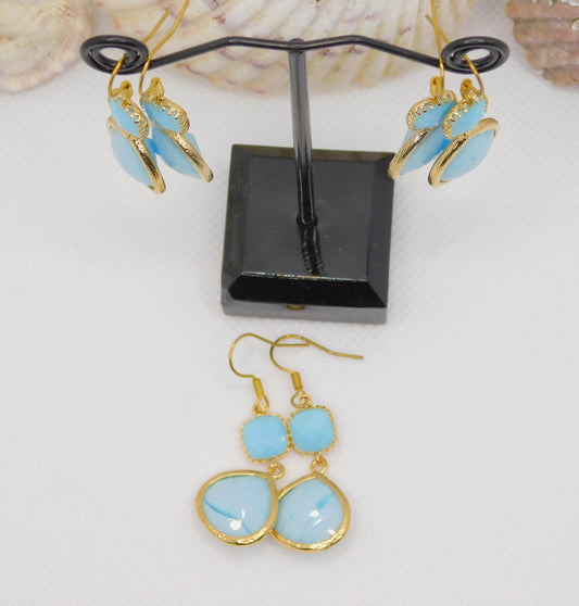 Turquoise Blue Glass Earrings - Victoria's Treasure Chests