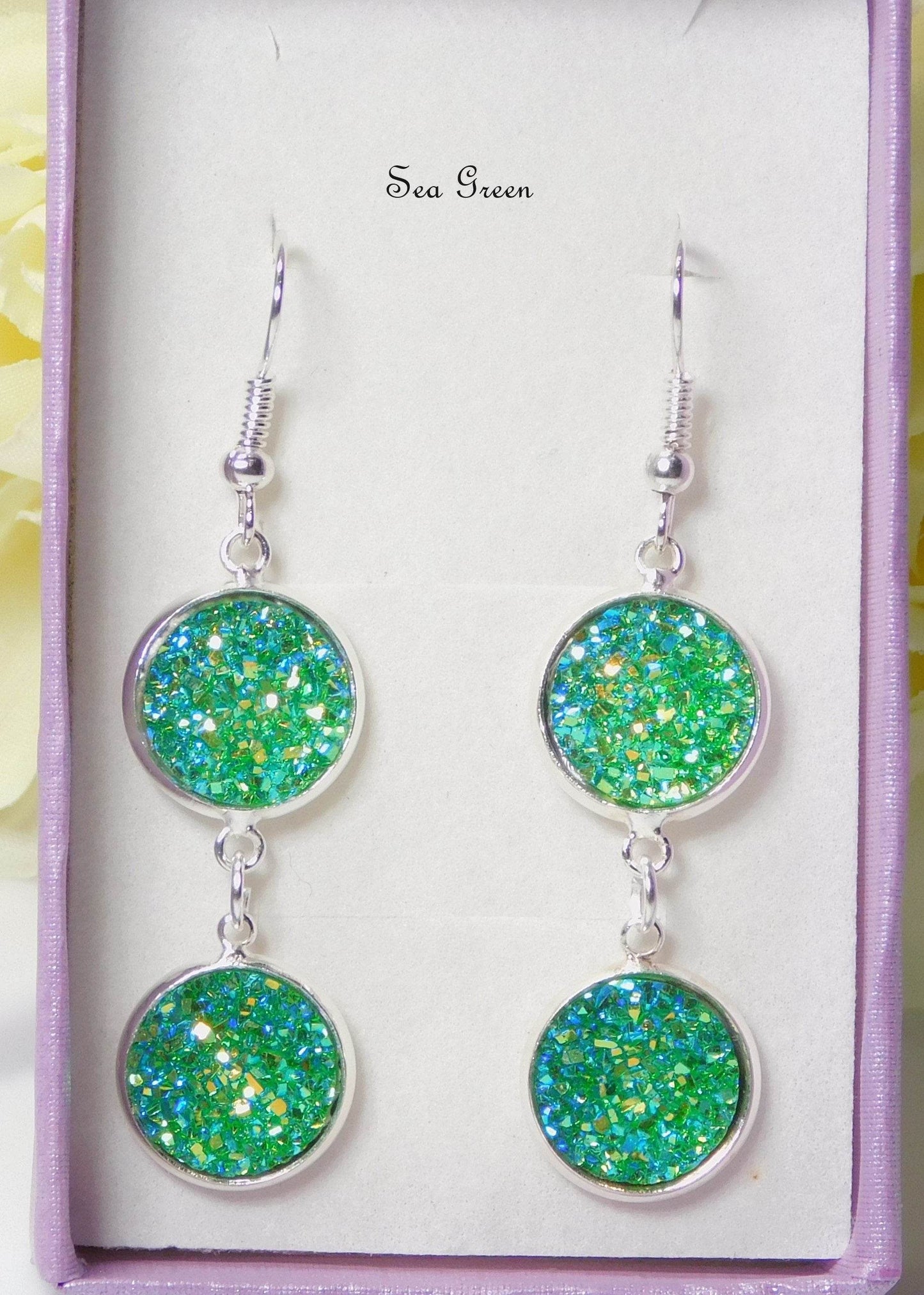Double 12mm Round Agate Earrings - Victoria's Treasure Chests