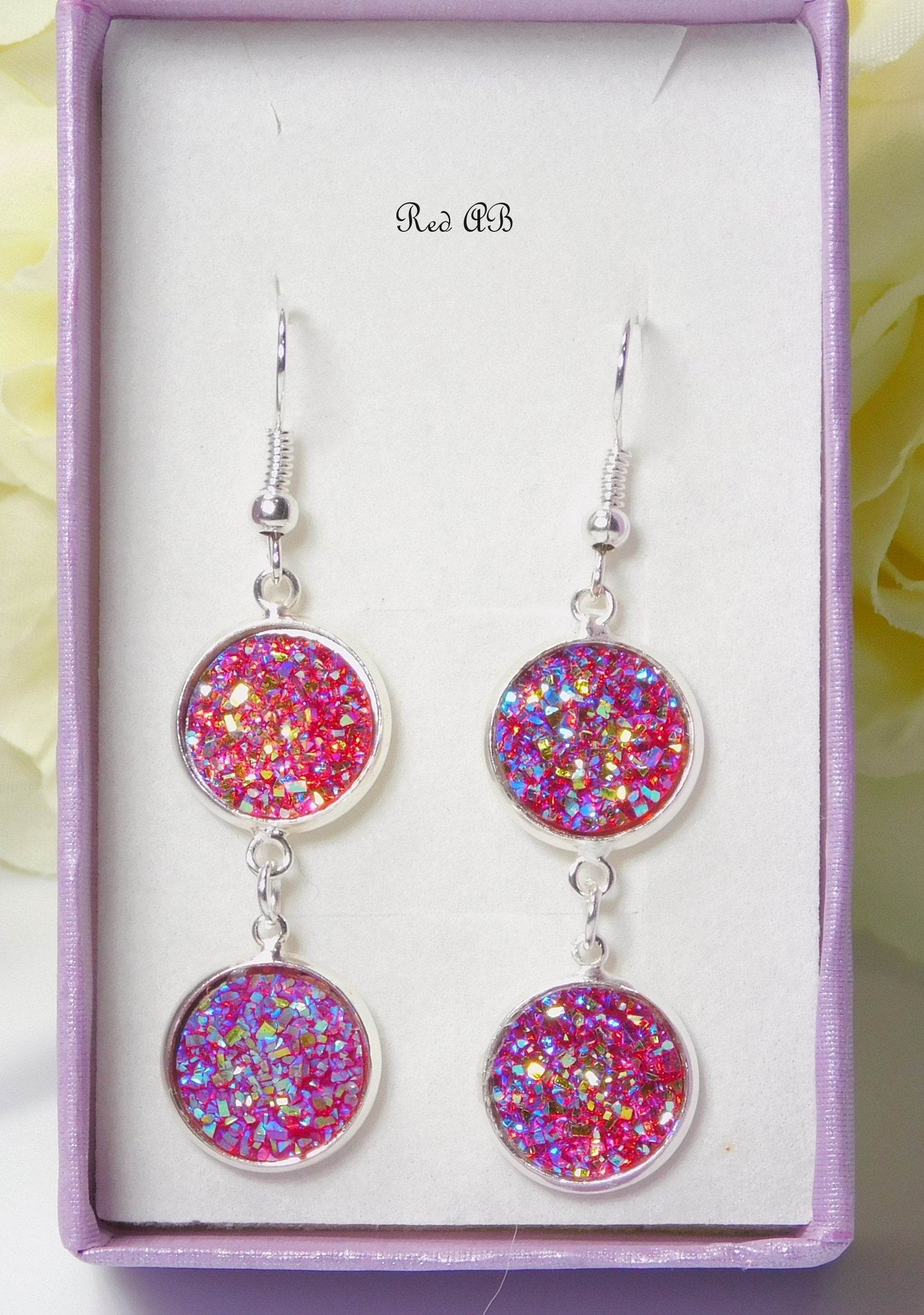 Double 12mm Round Agate Earrings - Victoria's Treasure Chests