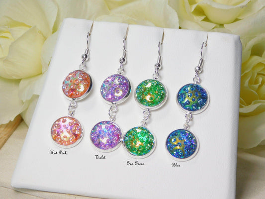 Double 12mm Round Swirl Resin Earrings - Victoria's Treasure Chests