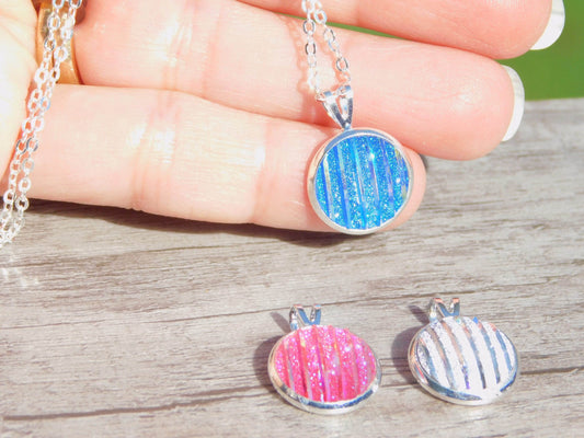 Iridescent Striped Pendant Necklaces - Victoria's Treasure Chests