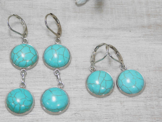 Faux Turquoise dangle Earrings - Victoria's Treasure Chests