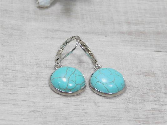 Faux Turquoise dangle Earrings - Victoria's Treasure Chests