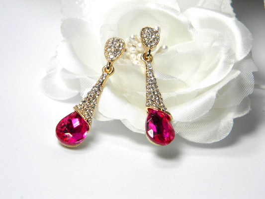 Pink Tear Drop Earrings - Victoria's Treasure Chests