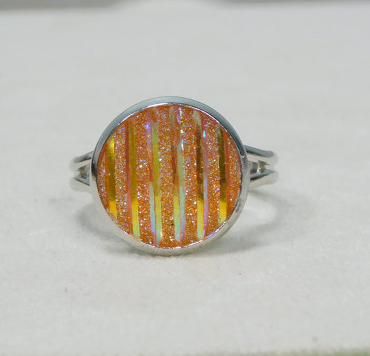 Iridescent Striped Statement Adjustable Ring