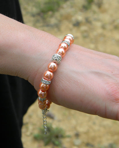 Single Coral Crystal Bracelet