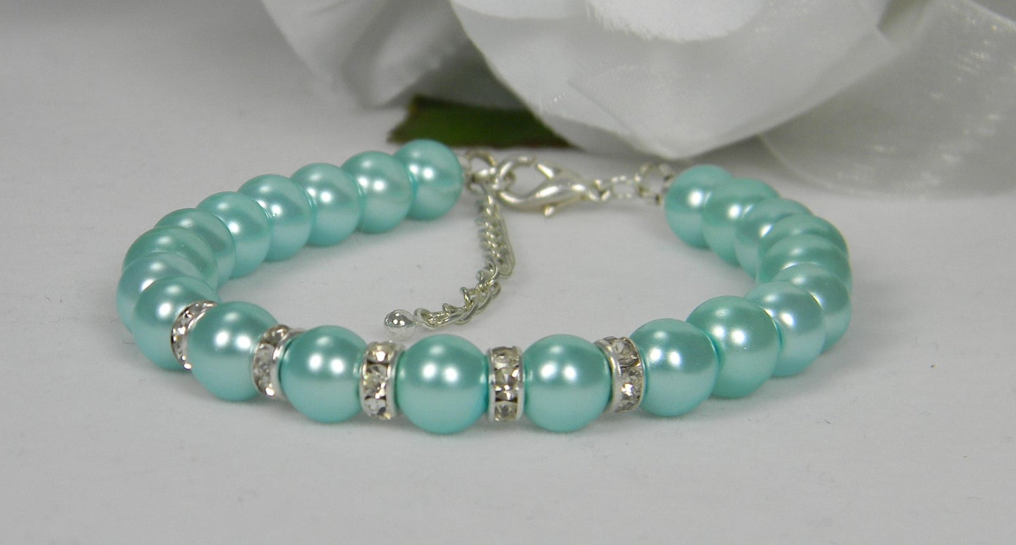 Glass Pearl Bracelet & Earring Set