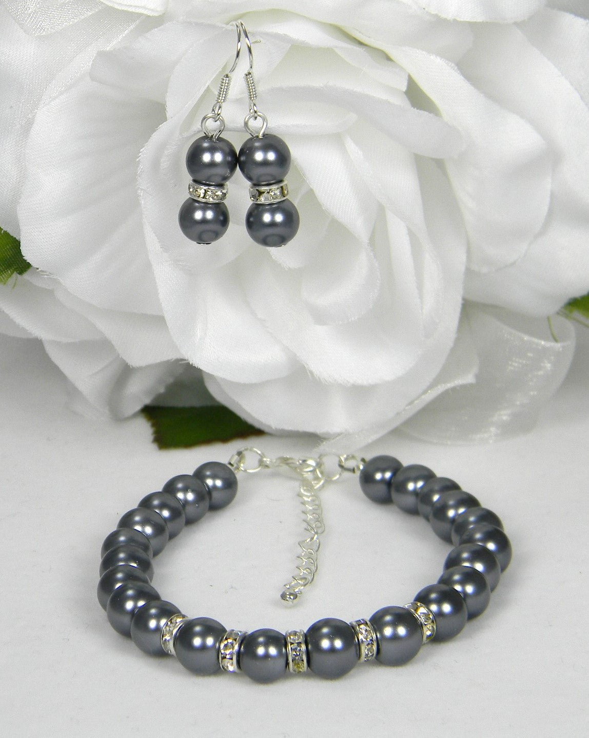 Glass Pearl Bracelet & Earring Set